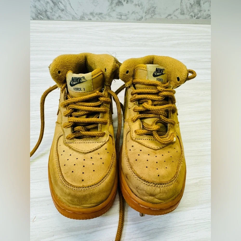 Nike Shoes Toddler 10C Air Force 1 High Tops Wheat Sneakers Kids AH0757-203